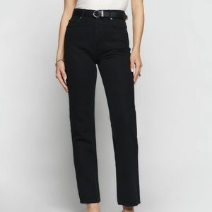 Black straight leg Reformation jeans